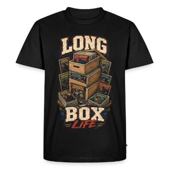 Longue durée de vie de la boîte de collectionneur de bandes dessinées - T-shirt Premium bio Homme - noir - Devant - Nico (187cm)