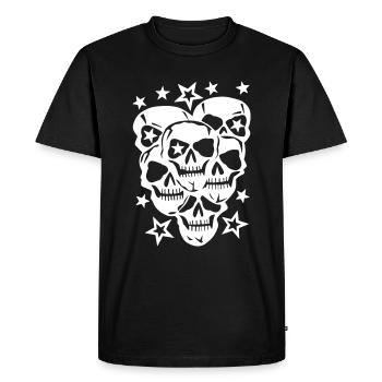 Têtes de mort, étoiles, Skull - T-shirt Premium bio Homme - noir - Devant - Nico (187cm)