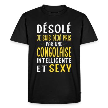 Désolé déjà pris par une Congolaise sexy - T-shirt Premium bio Homme - noir - Devant - Nico (187cm)
