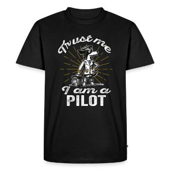 Croyez-moi, je suis un pilote - Vintage Gift Pilot - T-shirt Premium bio Homme - noir - Devant - Nico (187cm)