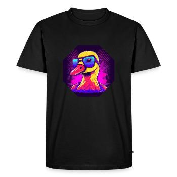 Canard Synthwave avec lunettes de soleil - T-shirt Premium bio Homme - noir - Devant - Nico (187cm)