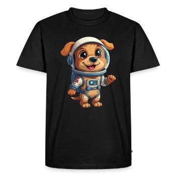 Dessin animé Astronaute Chien - T-shirt Premium bio Homme - noir - Devant - Nico (187cm)