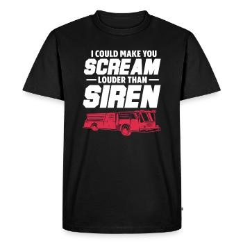 Je pourrais te faire crier plus fort que la sirène - T-shirt Premium bio Homme - noir - Devant - Nico (187cm)