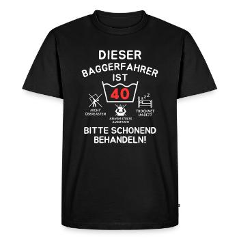 Ce conducteur de pelleteuse a 40 ans. - T-shirt Premium bio Homme - noir - Devant - Nico (187cm)