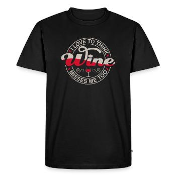 I Love To Think Wine Misses Me Too Gift - Men's Premium Organic T-Shirt - black - Front - Nico (187cm)