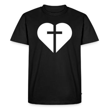 Cross in the heart white - Men's Premium Organic T-Shirt - black - Front - Nico (187cm)