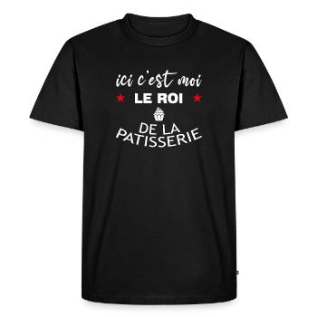 ici c est moi le ROI de la patisserie - T-shirt Premium bio Homme - noir - Devant - Nico (187cm)