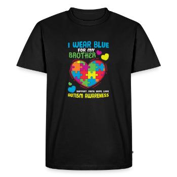 I Wear Blue For My Brother Autism Awareness - Men's Premium Organic T-Shirt - black - Front - Nico (187cm)