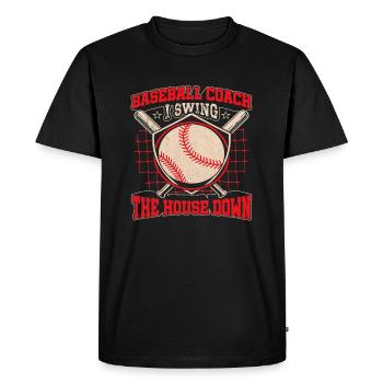 Baseball Humor Design for a Baseball coach - Men's Premium Organic T-Shirt - black - Front - Nico (187cm)