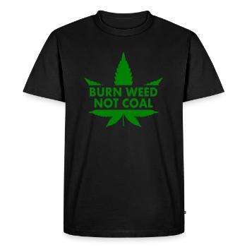 Burn weed not coal - Men's Premium Organic T-Shirt - black - Front - Nico (187cm)