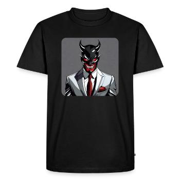 Diable d’horreur souriant maléfique avec costume - T-shirt Premium bio Homme - noir - Devant - Nico (187cm)