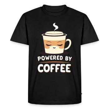 Powered by Coffee Design - Men's Premium Organic T-Shirt - black - Front - Nico (187cm)