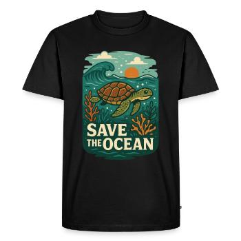 Ocean Save Turtles Design - Men's Premium Organic T-Shirt - black - Front - Nico (187cm)