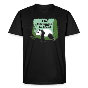 The Struggle Is Real Funny Panda Face Gift - Men's Premium Organic T-Shirt - black - Front - Nico (187cm)