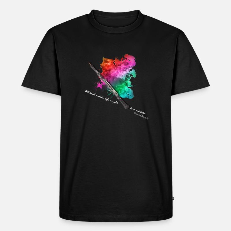 Oboe mit Farbexplosion - Männer Premium Bio T-Shirt - Schwarz