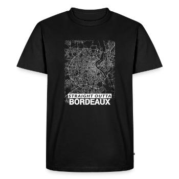 Straight Outta Bordeaux ville plan et rues - T-shirt Premium bio Homme - noir - Devant - Nico (187cm)