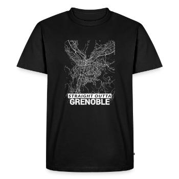 Straight Outta Grenoble city map and streets - Men's Premium Organic T-Shirt - black - Front - Nico (187cm)