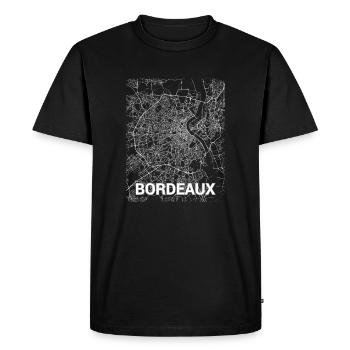 Carte de la ville de Bordeaux et rues - T-shirt Premium bio Homme - noir - Devant - Nico (187cm)