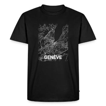 Genf Stadtplan und Straßen - Männer Premium Bio T-Shirt - Schwarz - Vorne - Nico (187cm)