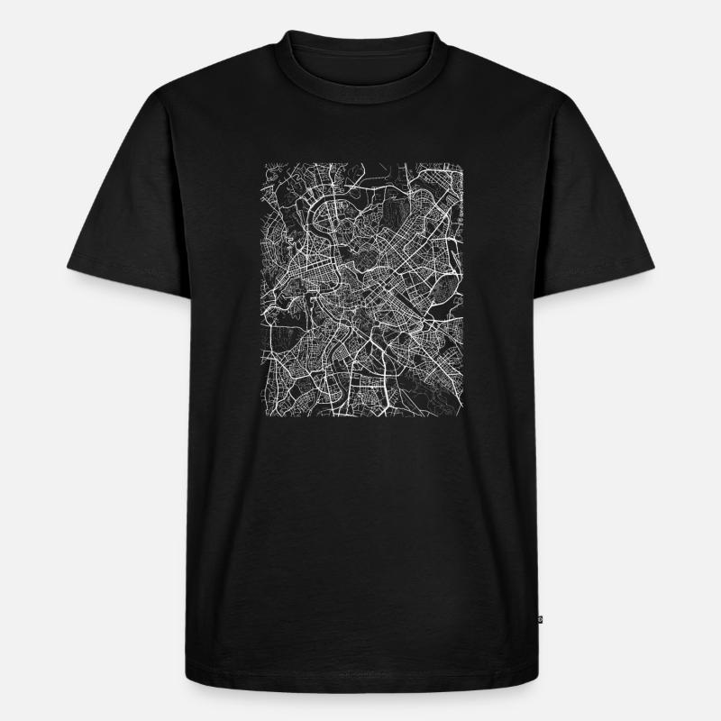 Minimaler Rom-Mittelstadtplan und -straßen - Männer Premium Bio T-Shirt - Schwarz
