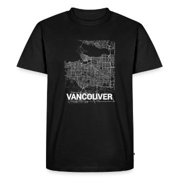 Plan et rues de la ville de Vancouver - T-shirt Premium bio Homme - noir - Devant - Nico (187cm)