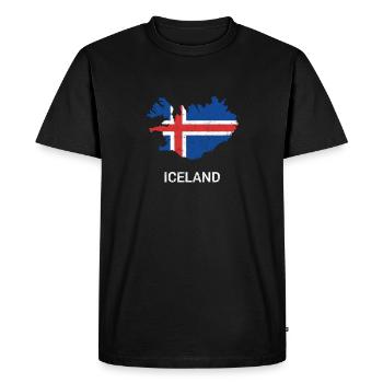 Carte et drapeau du pays Islande (île) - T-shirt Premium bio Homme - noir - Devant - Nico (187cm)