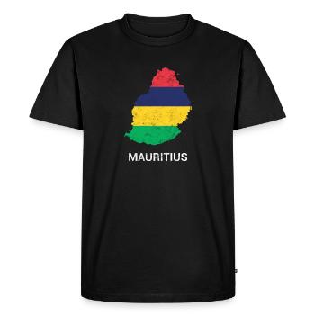 Carte et drapeau du pays de Maurice (Maurice) - T-shirt Premium bio Homme - noir - Devant - Nico (187cm)