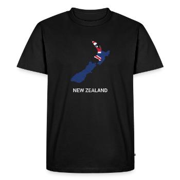 Carte et drapeau de la Nouvelle-Zélande - T-shirt Premium bio Homme - noir - Devant - Nico (187cm)