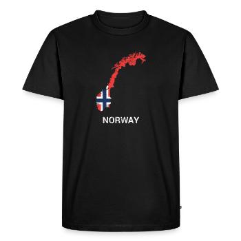 Carte et drapeau de la Norvège (Norge Noreg) - T-shirt Premium bio Homme - noir - Devant - Nico (187cm)