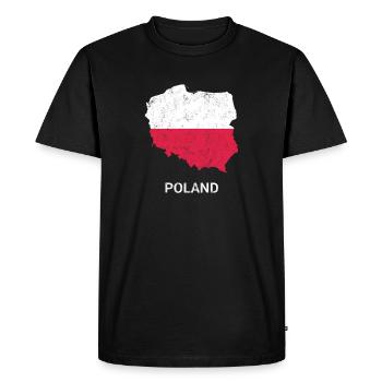 Carte et drapeau de la Pologne (Polska) - T-shirt Premium bio Homme - noir - Devant - Nico (187cm)