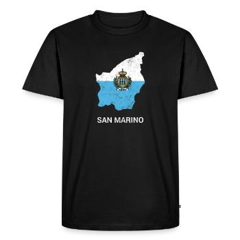 Carte et drapeau du pays de Saint-Marin - T-shirt Premium bio Homme - noir - Devant - Nico (187cm)