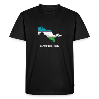 Carte et drapeau du pays Ouzbékistan - T-shirt Premium bio Homme - noir - Devant - Nico (187cm)