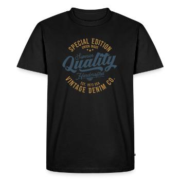 Denim de style vintage artisanal de qualité supérieure - T-shirt Premium bio Homme - noir - Devant - Nico (187cm)