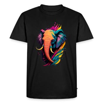 Éléphant coloré - T-shirt Premium bio Homme - noir - Devant - Nico (187cm)
