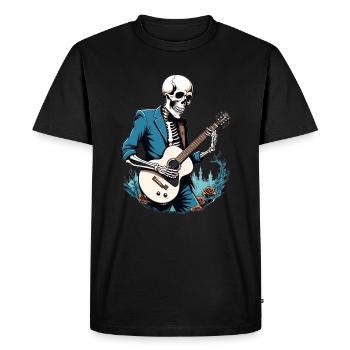 Squelette avec guitare - T-shirt Premium bio Homme - noir - Devant - Nico (187cm)