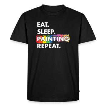 Peintre Manger Dormir Peinture - T-shirt Premium bio Homme - noir - Devant - Nico (187cm)