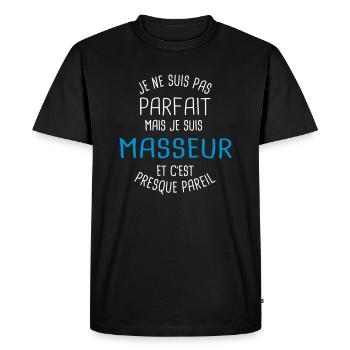 Pas parfait mais masseur - T-shirt Premium bio Homme - noir - Devant - Nico (187cm)