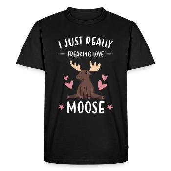 Elk I Just Freaking Love Moose - T-shirt Premium bio Homme - noir - Devant - Nico (187cm)