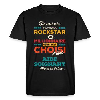 Caregiver - Men's Premium Organic T-Shirt - black - Front - Nico (187cm)