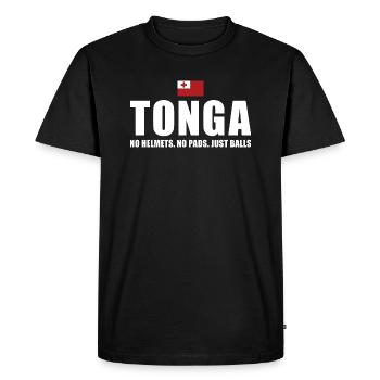 Tonga Pas de casques Pas de coussinets juste des ballons Tonga Rugby - T-shirt Premium bio Homme - noir - Devant - Nico (187cm)