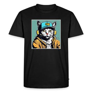 Chats Cool 03 - T-shirt Premium bio Homme - noir - Devant - Nico (187cm)