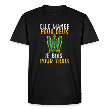 Futur papa humour bière - T-shirt Premium bio Homme - noir - Devant - Nico (187cm)