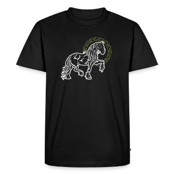 Frise cheval Stolz Drôle Cercle Goldring cadeau - T-shirt Premium bio Homme - noir - Devant - Nico (187cm)