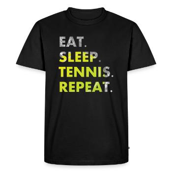 Eat Sleep Tennis Repeat - T-shirt Premium bio Homme - noir - Devant - Nico (187cm)