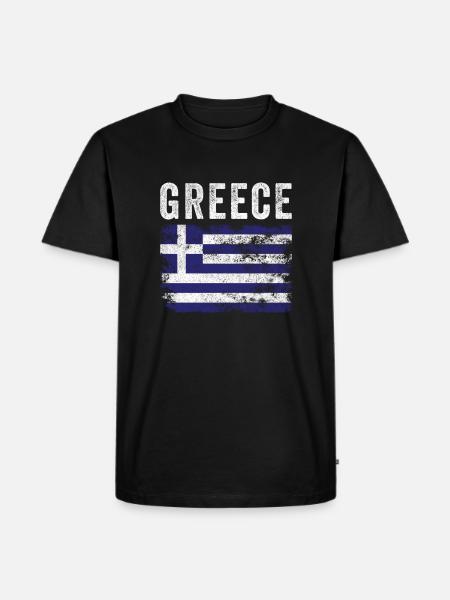 Greece Flag Distressed - Greek Flag - Men's Premium Organic T-Shirt - black