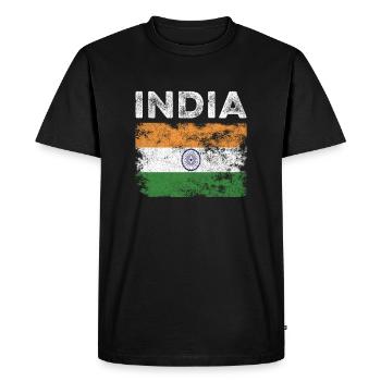 India Flag Distressed - Indian Flag - Men's Premium Organic T-Shirt - black - Front - Nico (187cm)
