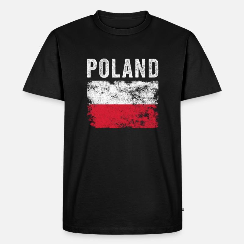 Polnische Flagge Distressed - Polnische Flagge - Männer Premium Bio T-Shirt - Schwarz