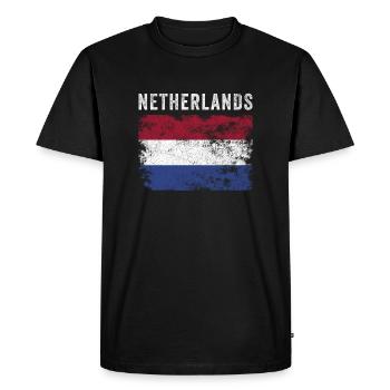 Drapeau néerlandais en détresse - Drapeau néerlandais - T-shirt Premium bio Homme - noir - Devant - Nico (187cm)