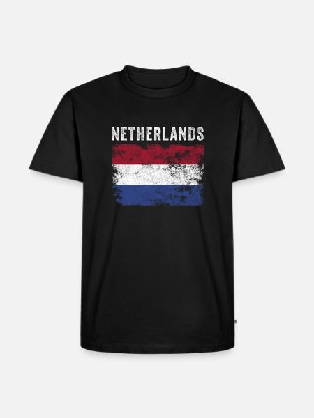 Netherlands Flag Distressed - Dutch Flag - Men's Premium Organic T-Shirt - black