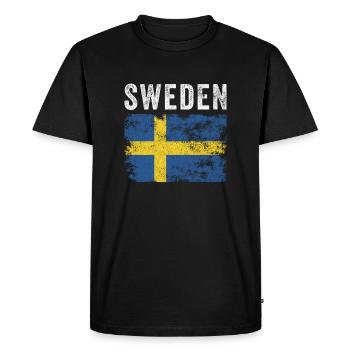 Sweden Flag Distressed - Swedish Flag - Men's Premium Organic T-Shirt - black - Front - Nico (187cm)